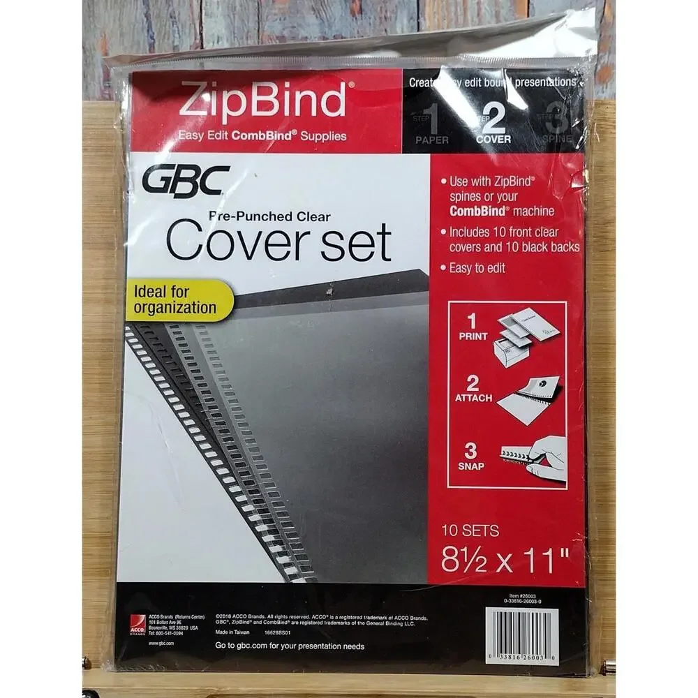 GBC ZipBind Pre-Punched‎ Clear Cover Set for Binding